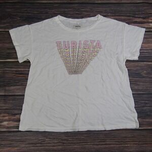 MATE The Label NEW Womens Medium White Max Boxy Crew Neck Tee T Shirt Turista
